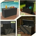 thumbnail image 7 of 100 Gallon Deck Box, Resin Outdoor Storage Box for Outdoor Pillows, Garden Tools and Pool Supplies, Waterproof, Lockable, Black, 7 of 7