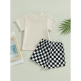 thumbnail image 2 of nvzhuang Baby Boys Shorts Set, Short Sleeve T-shirt with Elastic Waist Plaid Shorts Summer Outfit, 2 of 9