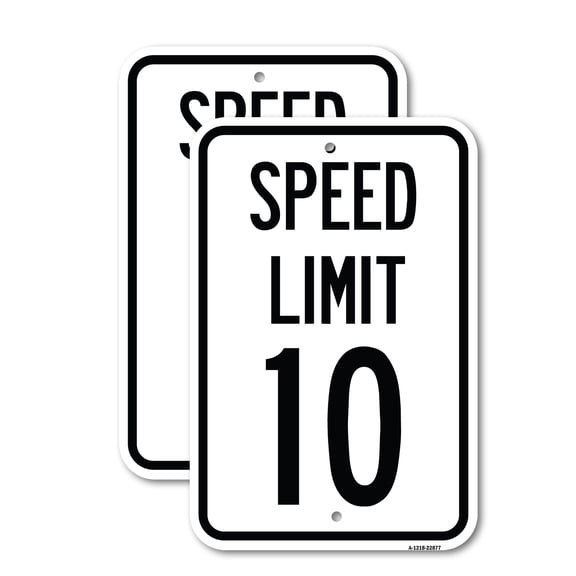 (2 Pack) Speed Reduction Sign Speed Limit 10 Mph | 18" X 24" Heavy-Gauge Aluminum Sign | Rust Free Aluminum, Weather Resistant, Waterproof, Fade Resistant, 2 Pre-drilled Holes