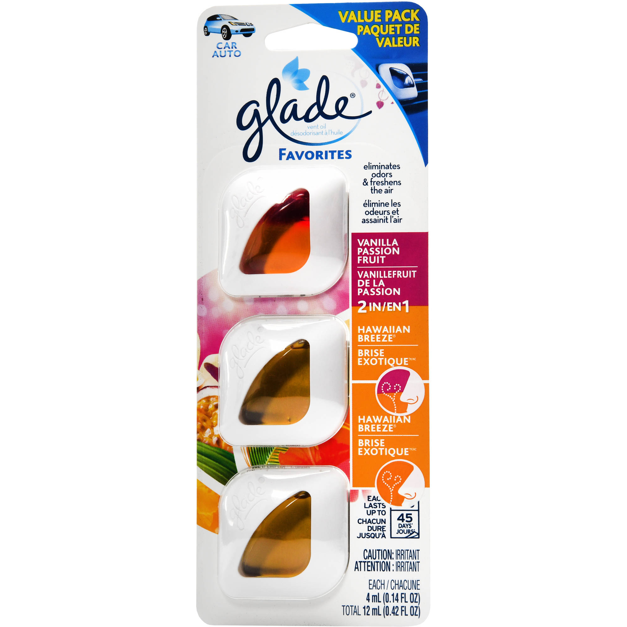 Glade® 3pk Vent Oil, Hawaiian Breeze/Vanilla Passion Fruit