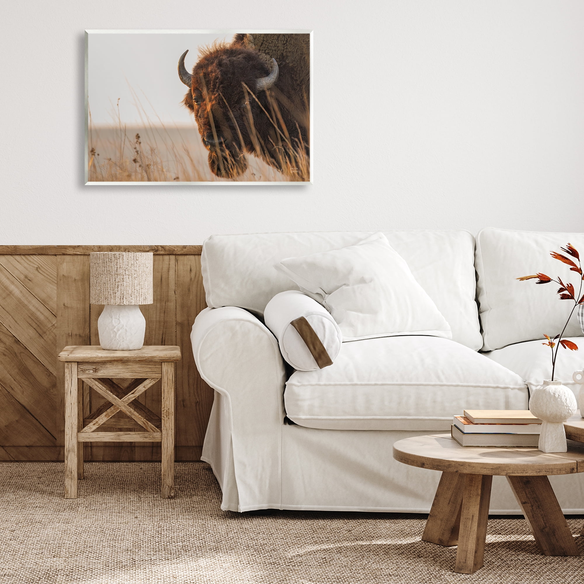 Stupell Industries Bison Sunset on Golden Prairie Wall Plaque Art, design by Nathan Larson