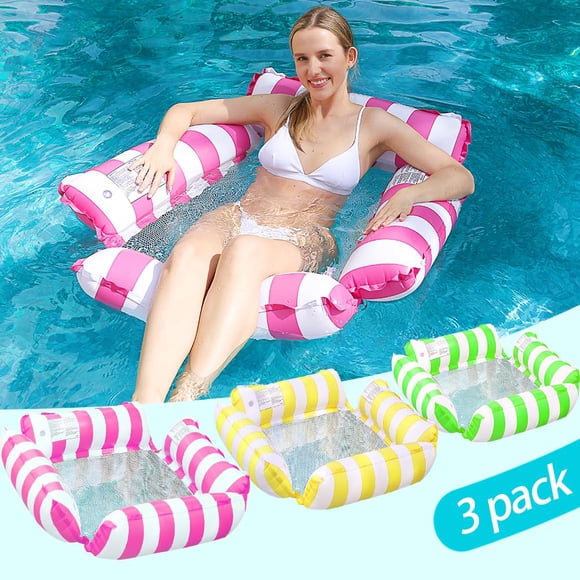 Sillas inflables para piscina flotantes, paquete de 3 unidades, LUSTERMOON, para verano