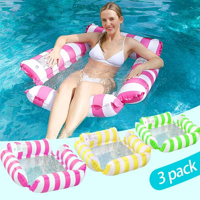 Sillas inflables para piscina flotantes, paquete de 3 unidades, LUSTERMOON, para verano