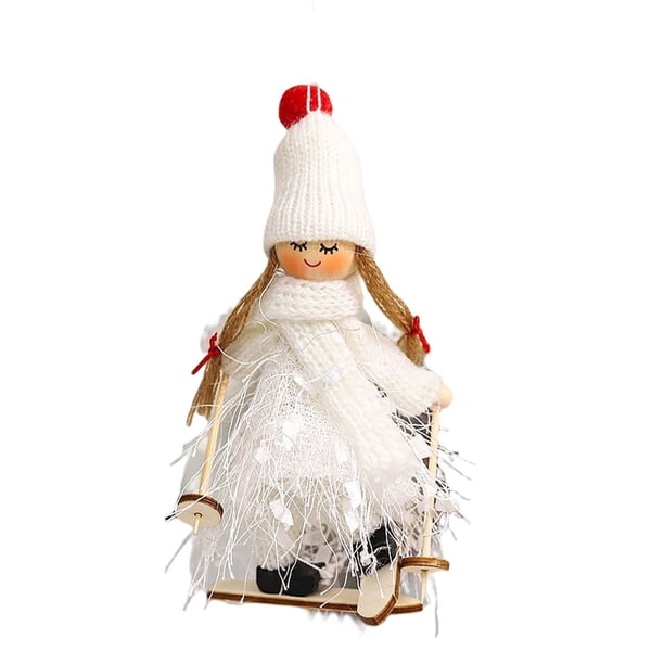 Muñeco de Navidad Bewildely colgante de lana juguetes de peluche decoración blanca