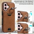 thumbnail image 5 of Allytechgroup iPhone 17 Air Case Wallet, with Ring Holder Kickstand Anti-Scratch Back Cover with Removal Pin & SIM Cards Slots Shockproof Phone Case for Apple iPhone 17 Air, Brown, 5 of 9