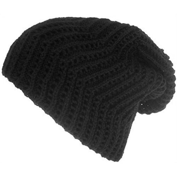 Headchange Ribbed Slouch Knit Beanie (Black)