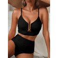 thumbnail image 3 of Olaglory Bikini Sets for Women High Waisted Tummy Control Swimsuit for Women 2 Piece Summer Beach U-Wire Cutout Popular Textured Bathing Suit for Women 2026, Black, 3 of 7
