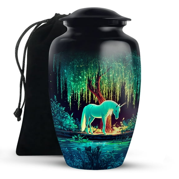 KARYLIZ Unicorn Funeral Urns For Adult Ashes Men - Black Urns For Human Ashes Adult Female - Cremation Urn For Women - Large Funeral & Burial Cremation for Adult, Decorative Gift for Mother