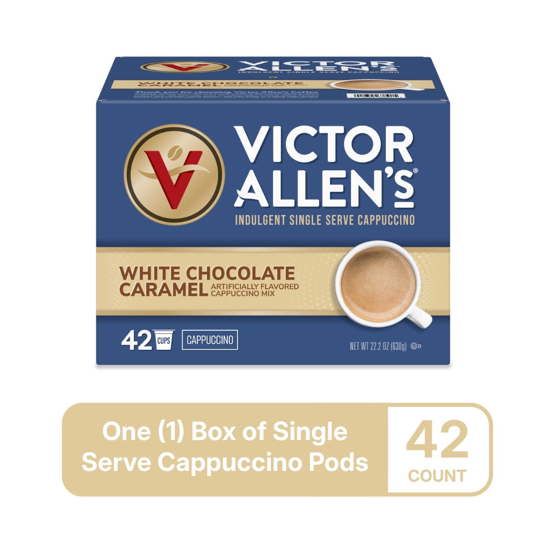 Victor Allen's Coffee White Chocolate Caramel Flavored Cappuccino, 42 Count, Single Serve K-Cup Pods for Keurig K-Cup Brewers
