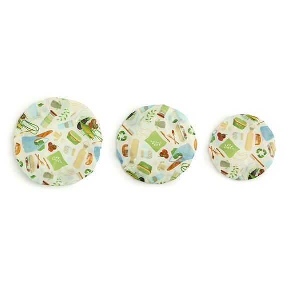 3pcs Elasticated Organic Cotton Beeswaxes Bowl Covers for Bread Proofing Freshness Storage Lids Kitchen Accessories