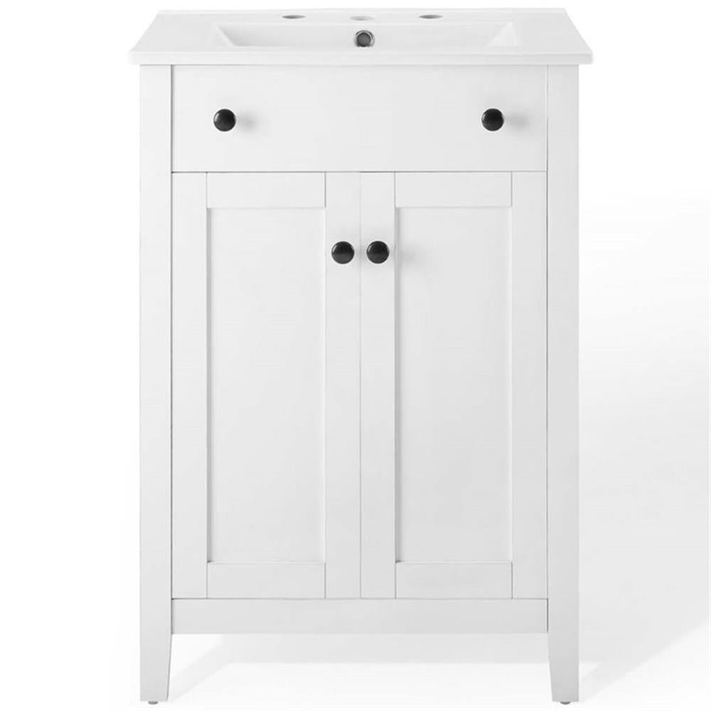 Modway Nantucket 24" Modern Wooden Bathroom Vanity in White Finish