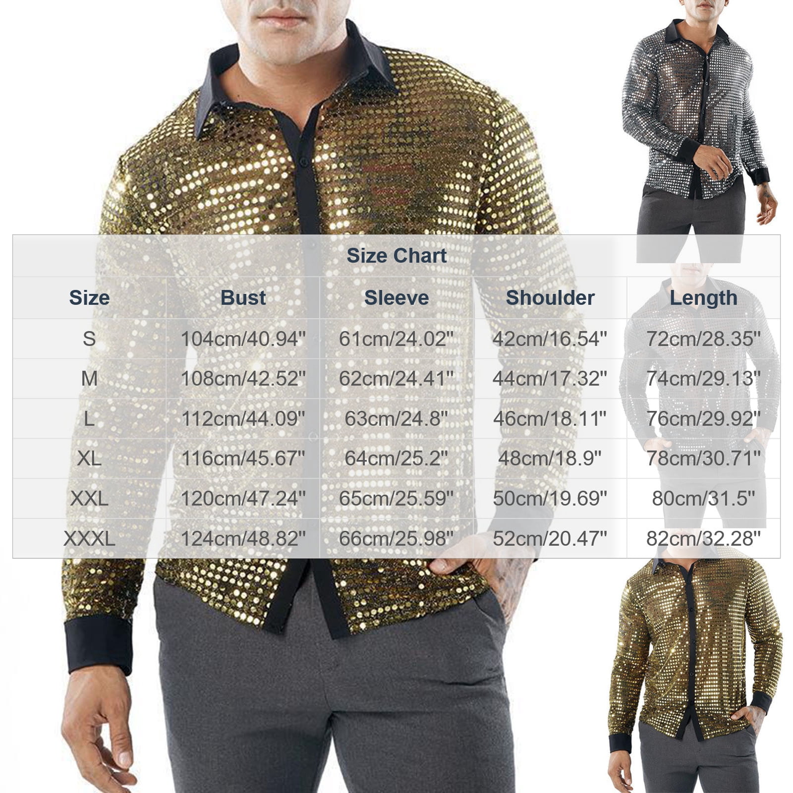 ZRGHAOYLQ Men's Zip Up Shirts Luxury Sequin Button Down Shirts