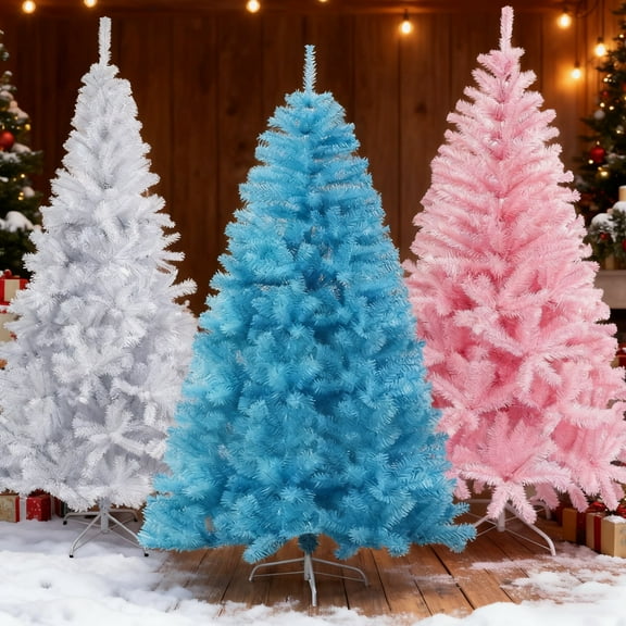 Fwttom 5.9 ft Christmas Tree - Ocean Blue Artificial Outdoor Indoor Pine Christmas Tree, Dense 1000 Branch, Foldable Base, Premium Full Xmas Tree for Easy Holiday Setup, Home Party Decoration