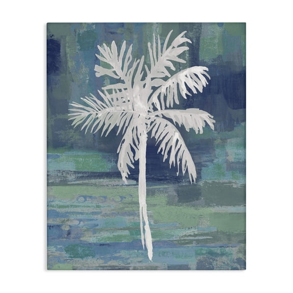 Stupell Industries Contemporary White Palm Tree Leaves Abstract Green Background Canvas Art, 16 x 20, by Kristen Drew
