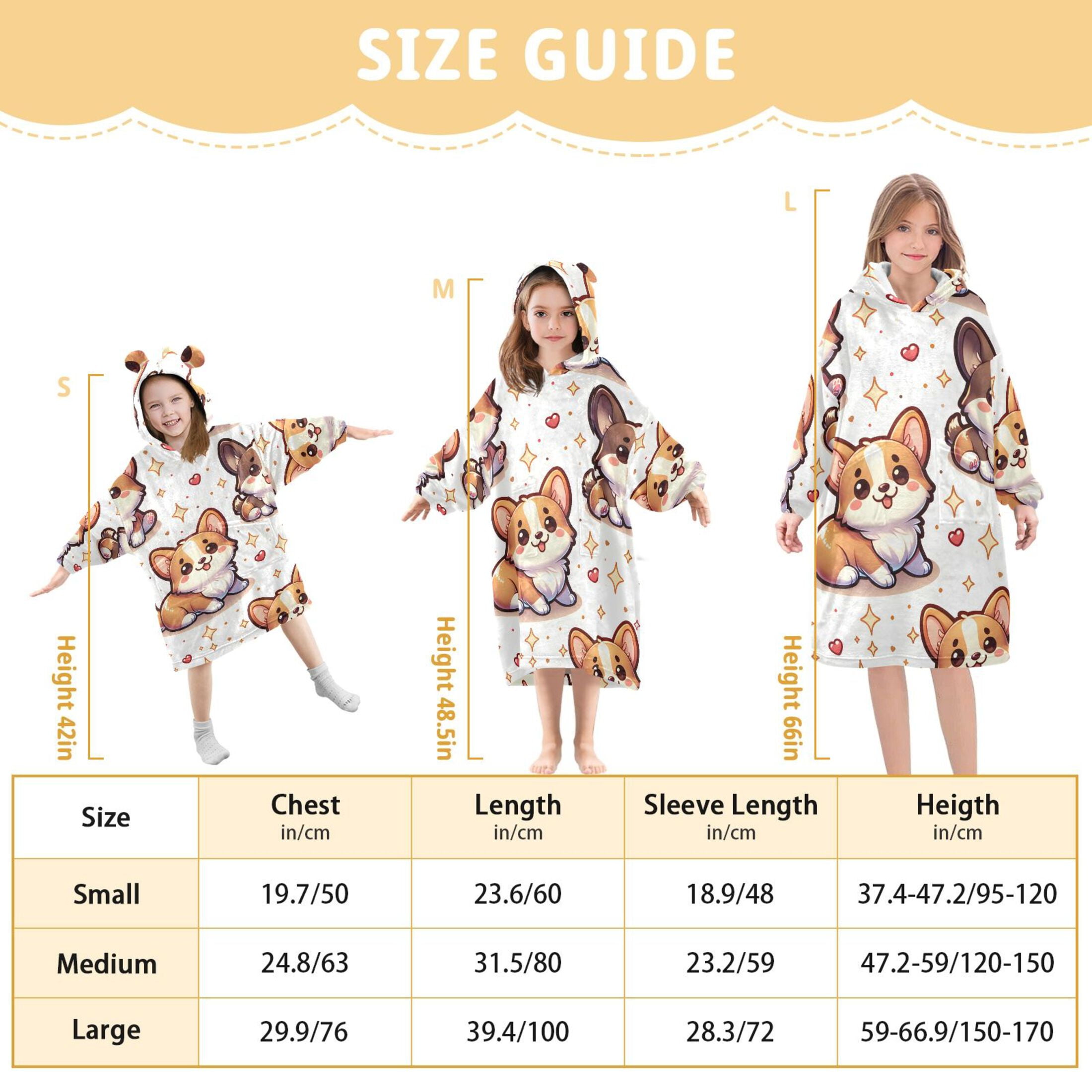 joogoo Wearable Blanket Hoodie for Kids Cute Corgi Dogs Stars Flannel Oversized Sweatshirt 3-14 Years M