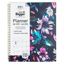 See it Bigger Monthly Weekly Planner Large (9.25″ x 11″) Blue Floral, 15 month, Apr 2025-Jun 2026