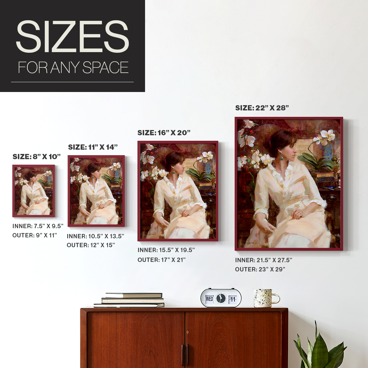 Fiori Di Aria Portrait in Paper Solid Wood 11 x 14 Framed Print