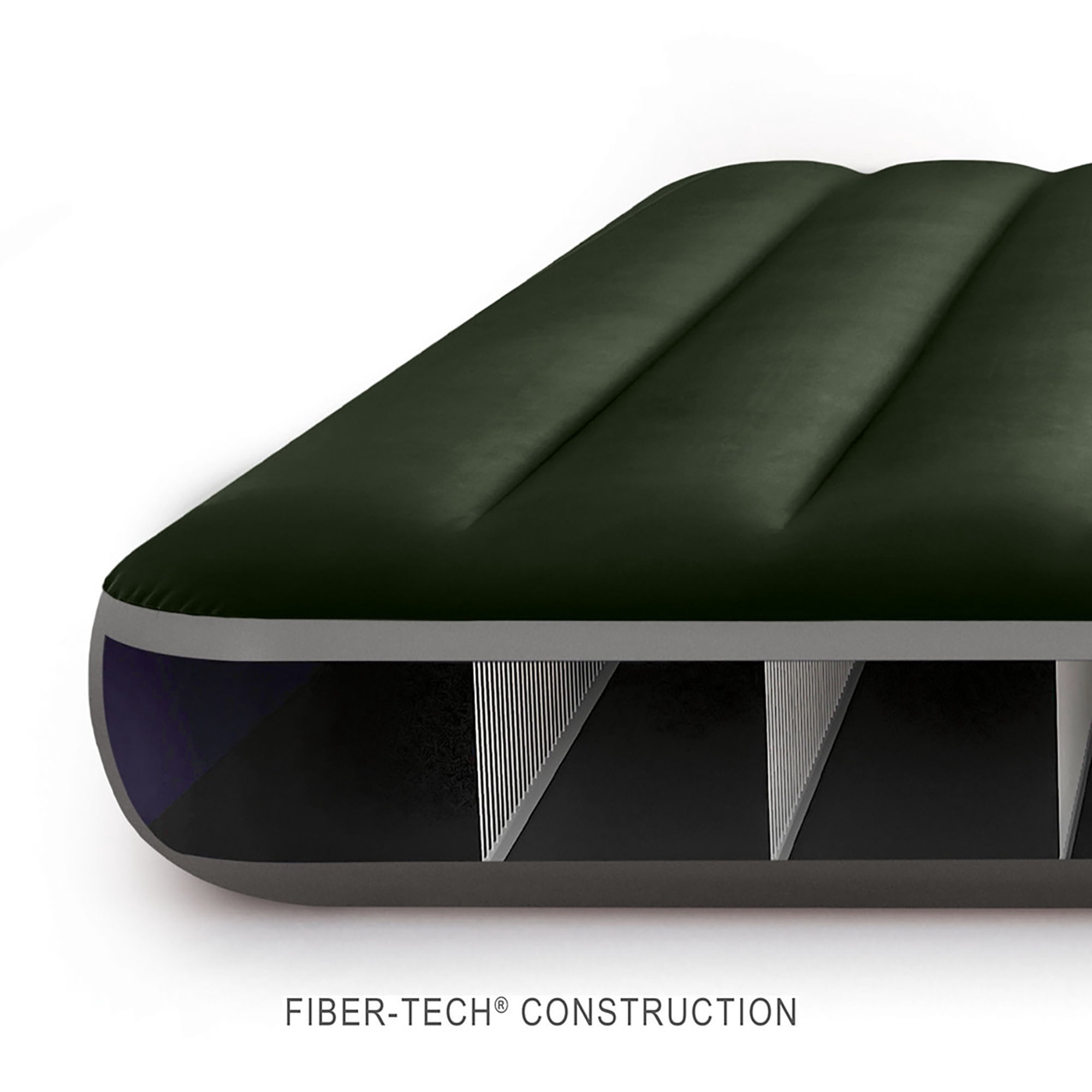 Intex: Dura-Beam: Downy Airbed - Queen - Green, 10" Inflatable Mattress, Built-In Foot Pump, Fiber-Tech, Carry Bag, Indoor-Outdoor, 600lb Cap, 64763E