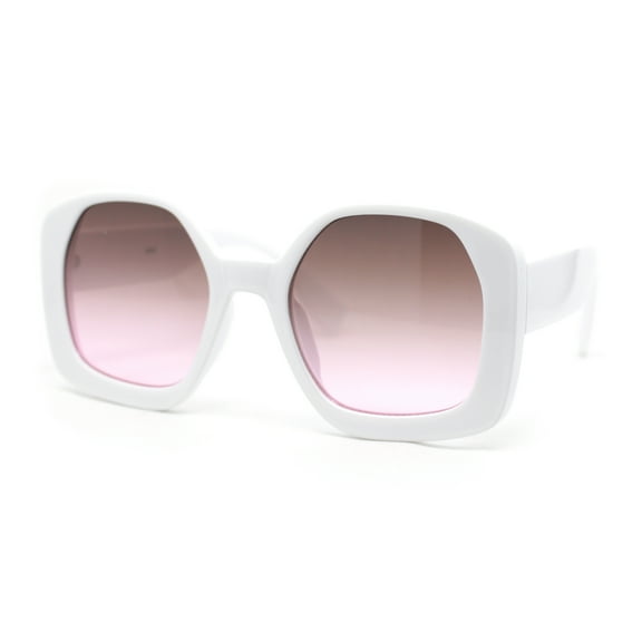 Womens Oversized Mod Butterfly Designer Fashion Plastic Sunglasses White - Brown Pink