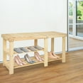 thumbnail image 2 of Fionafurn 33.5" Solid Wood Shoe Bench 3-Tier Shoe Storage Rack Organizer for Entryway Hallway Closet Living Room Bathroom, Natural, 2 of 10