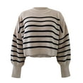 thumbnail image 5 of Baqcunre Sweaters For Women Women'S Autumn/Winter Round Neck Long Sleeve Stripe Loose Short Pullover Sweater Hoodies For Women Womens Fall Fashion 2023 B S, 5 of 5