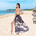 thumbnail image 6 of FORMRS Womens Long Sarong Beach Wrap Semi-Sheer Bikini Skirt Bathing Swimsuit Cover Up, Beige Astronaut, 6 of 7