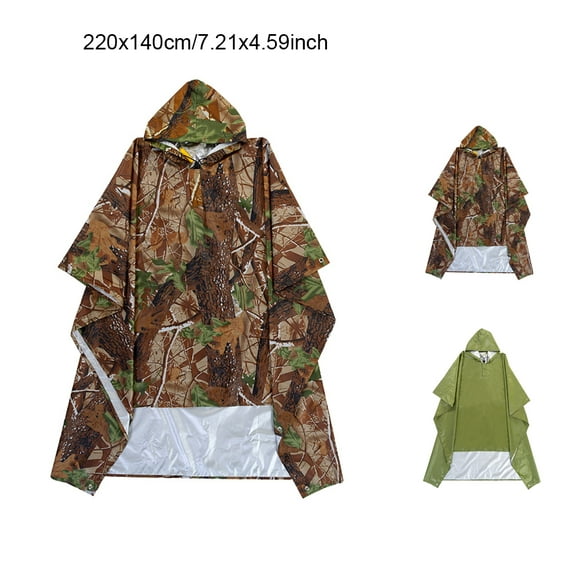 Light Rain Coats Wear-resistant Backpack Light Thin 3-in-1 Rain Raindrops Cover Raincoat Poncho Waterproof Outdoor Tent Rainshade Picnic Mat Army Green
