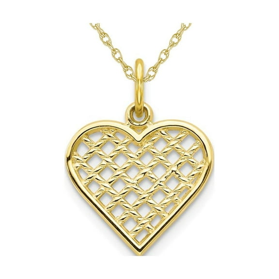 10K Yellow Gold Weave Heart Pendant Necklace with Chain
