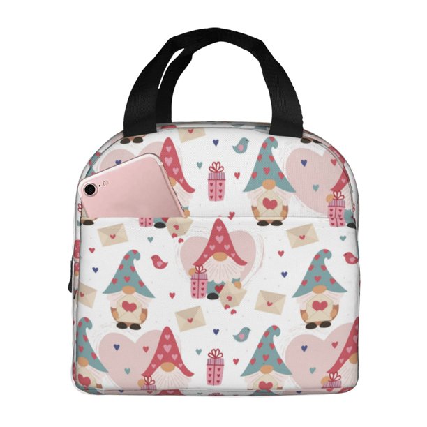 Easygdp Gnome With Love Letter Bolsa Térmica Premium - Tela Oxford Impermeable, Gran Capacidad, Bolsillo Frontal, Unisex para Trabajo, Escuela, Actividades al Aire Libre y Picnics