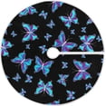 thumbnail image 1 of FMSHPON Beautiful Blue Purple Butterfly Xmas Christmas Tree Skirt Stand Mat for Holiday Party Decoration Indoor Outdoor 36 inches, 1 of 6