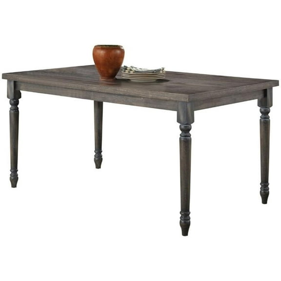 Bowery Hill Contemporary Rustic Square Wooden Top Dining Table in Weathered Gray