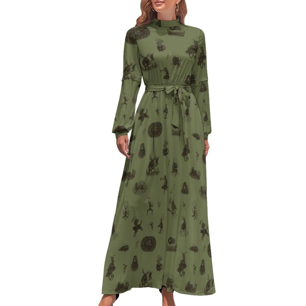 Horror popular en verde Vestido largo Vestido largo Vestido de verano de mujer 2024