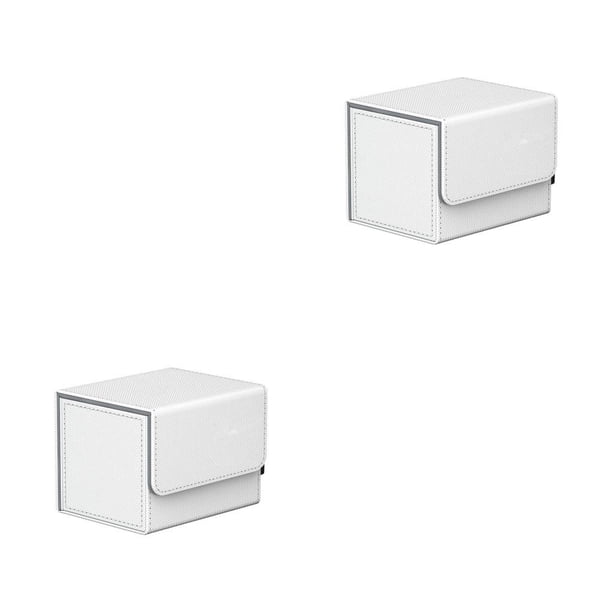 Bewildely Estuche para cartas de juego antiarañazos, contenedor de PU resistente de gran capacidad, funda protectora cuadrada multifuncional Blanco 2Conjunto