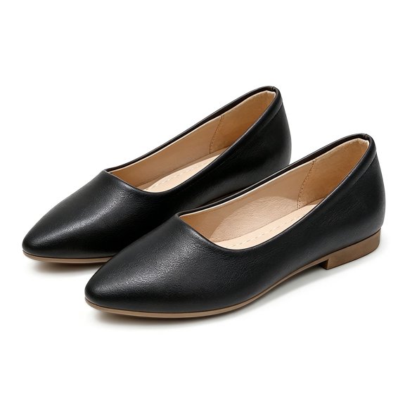 Meckior Women's Flats Shoes Comfortable PU Leather Slip On Round Toe Ballet Flats Casual Dress Flat Shoes for Walking