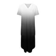 thumbnail image 5 of XuJwPNcy Women Summer Dresses Casual Boho Short Sleeve V Neck Long Tshirt Dress Loose Vacation Dress with Pockets, 5 of 6