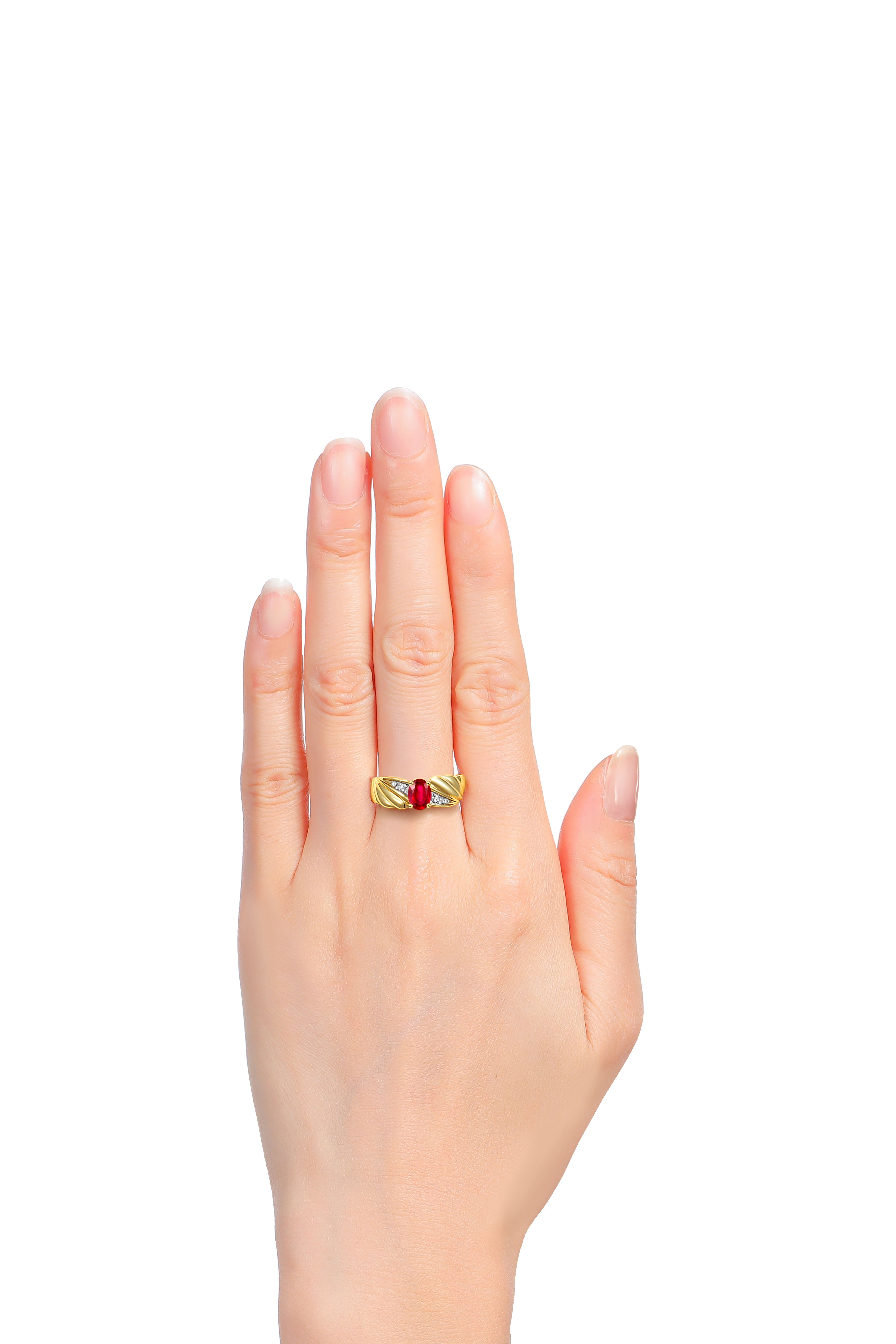 RYLOS Angel Wing Birthstone Ring - 14K Gold Plated Sterling Silver, 7x5mm Gemstone & Diamonds, Sizes 5-10 - View #10
