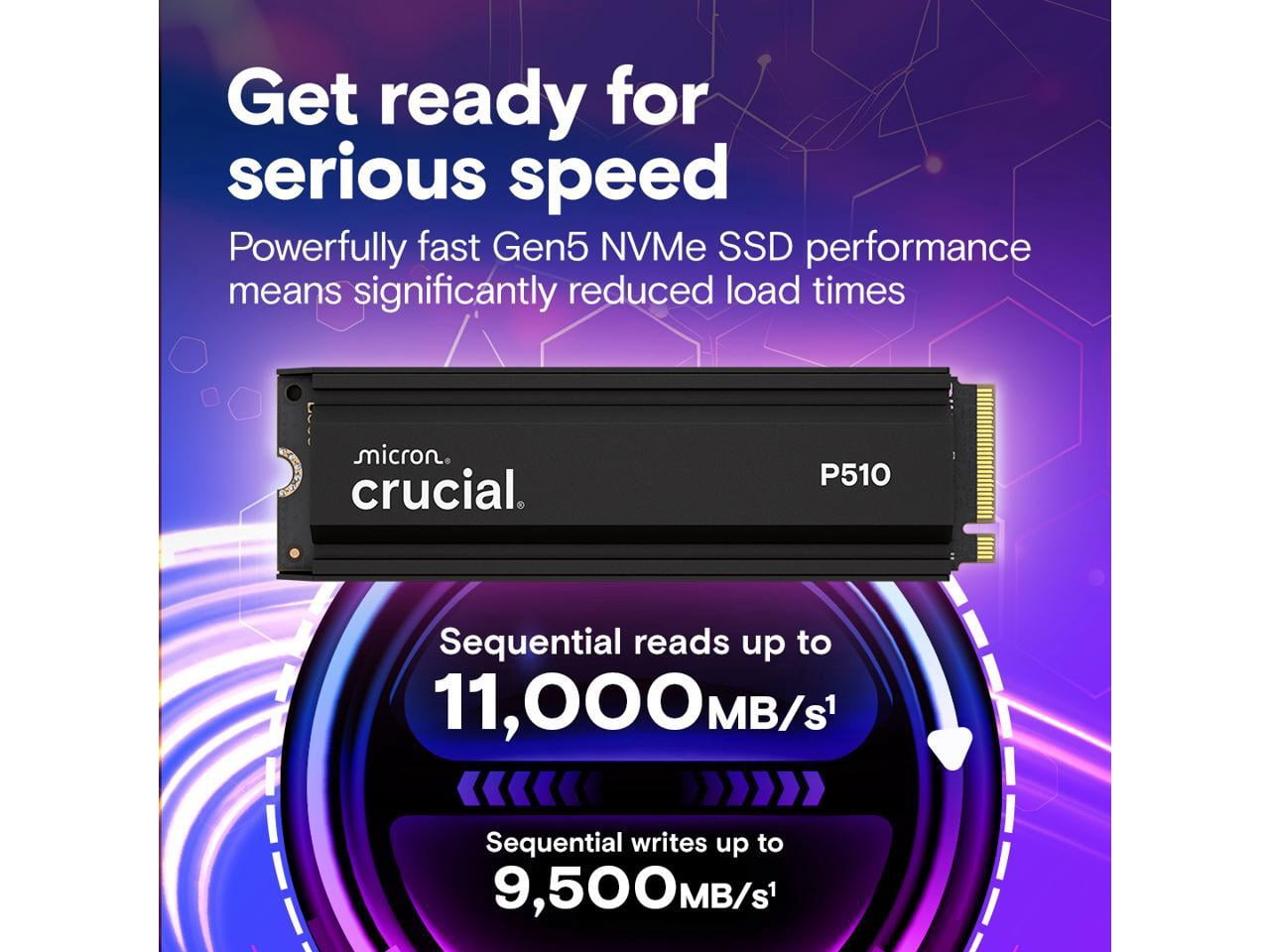 Crucial Technology CT1000P510SSD5 1TB NVMe M.2 PCIe 4.0 Internal SSD with Heatsink