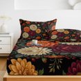 thumbnail image 6 of King Size Fitted Sheet Set - Boho Floral 3 Piece Bedding Sets 16" Deep Pocket Fitted Sheet with 2 Pillowcases, Vintage Blossom Dahlias Rose Rustic Plants Brushed Microfiber Hotel Luxury Bed Sheets, 6 of 9