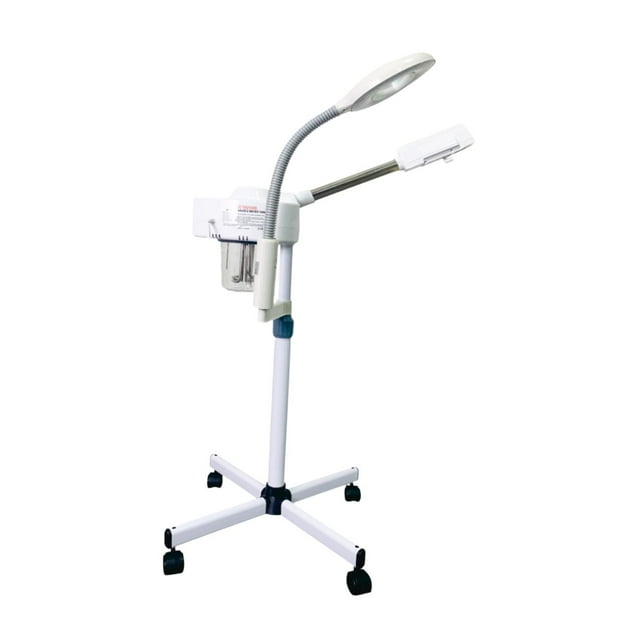 Vaporizador facial,Vaporizador facial profesional para hogar o salón,Vaporizador 2 en 1 para rostro con altura ajustable,Vaporizador facial con lámpara de aumento LED 5X,Uso de equipos de
