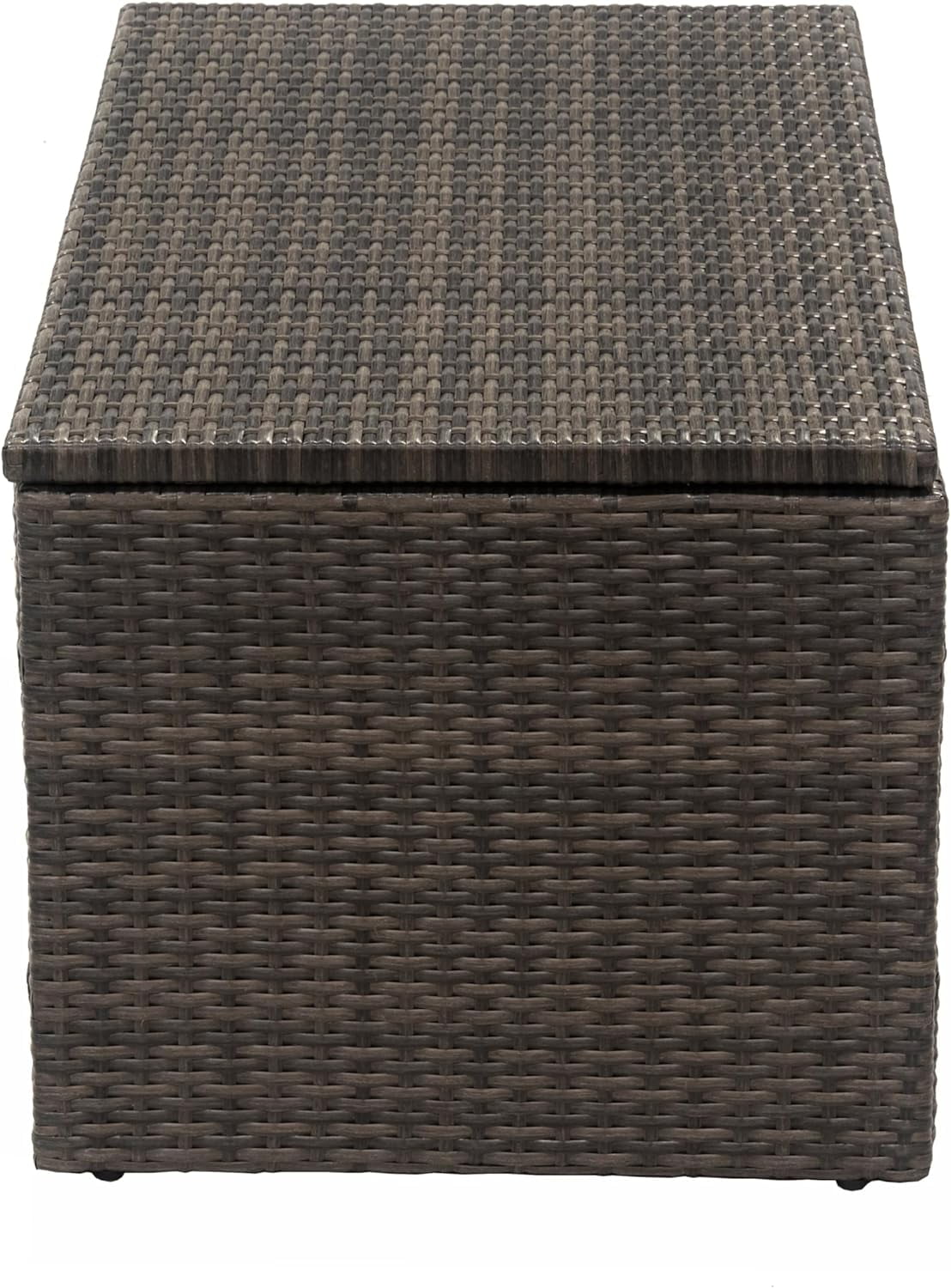 D&F Design Jackson Indoor & Outdoor PE Wicker Coffee Table with Storage, Patio Resin Rattan for Furniture Covers, Pillow, Toys and Gardening Tools Grey (Brownish Grey)