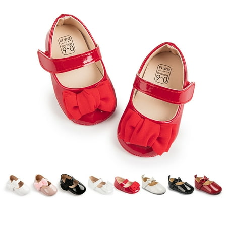 

Bonario Baby Girls Mary Jane Dress Shoes Infant Bowknot Soft Sole Crib Shoe for Newborn 3-18 Months