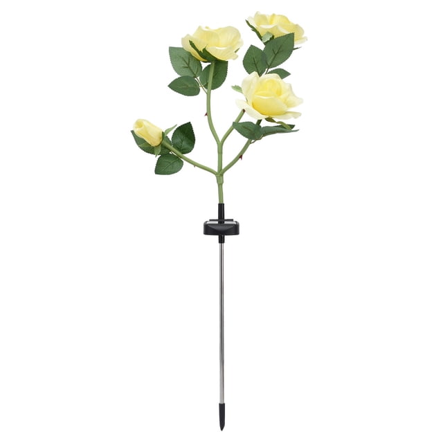 Luz de flor con energía solar, luz de rosa solar 4 Luz de flor de rosa impermeable Lámpara de rosa LED para exteriores Integración perfecta