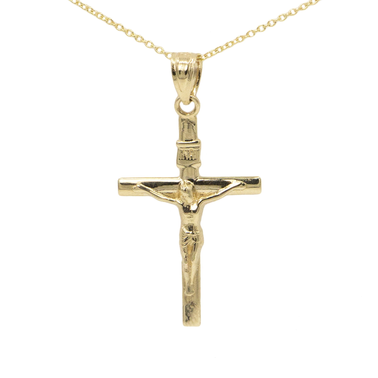 Ice on Fire Jewelry 14k Solid Gold Large Crucifix Pendant
