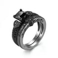 thumbnail image 2 of Black Princess /Love Heart Cz Bands Women's Black Gold Filled Ring Set Size 6-10, 2 of 5