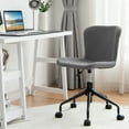 thumbnail image 3 of Gymax Mid Back Armless Office Chair Adjustable Swivel Linen Task Chair Grey, 3 of 10