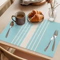 thumbnail image 3 of Aqua Beige Striped Placemats Set of 8 Modern Farmhouse Retro Lines Place Mats Indoor Wipeable Table Mats Washable Cloth Dining Table Placemats for Kitchen Holiday Party Home Decor 13x19 Inch, 3 of 9