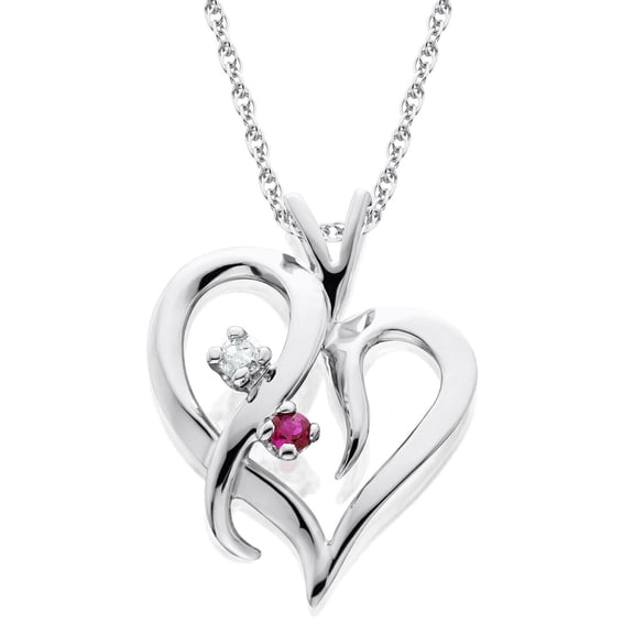 1Ct Round Cut Lab-Created Ruby Women Heart Pendant 14k White Gold Plated