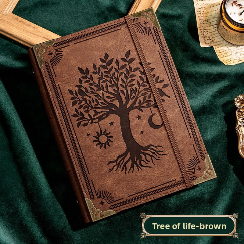 Leather Suitable for 8.5-inch X 11-inch Letter-sized Paper, 1-inch Round Ring Binder Can Hold 200 Sheets, Notebook Cover Loose-leaf Organizer, Green Tree