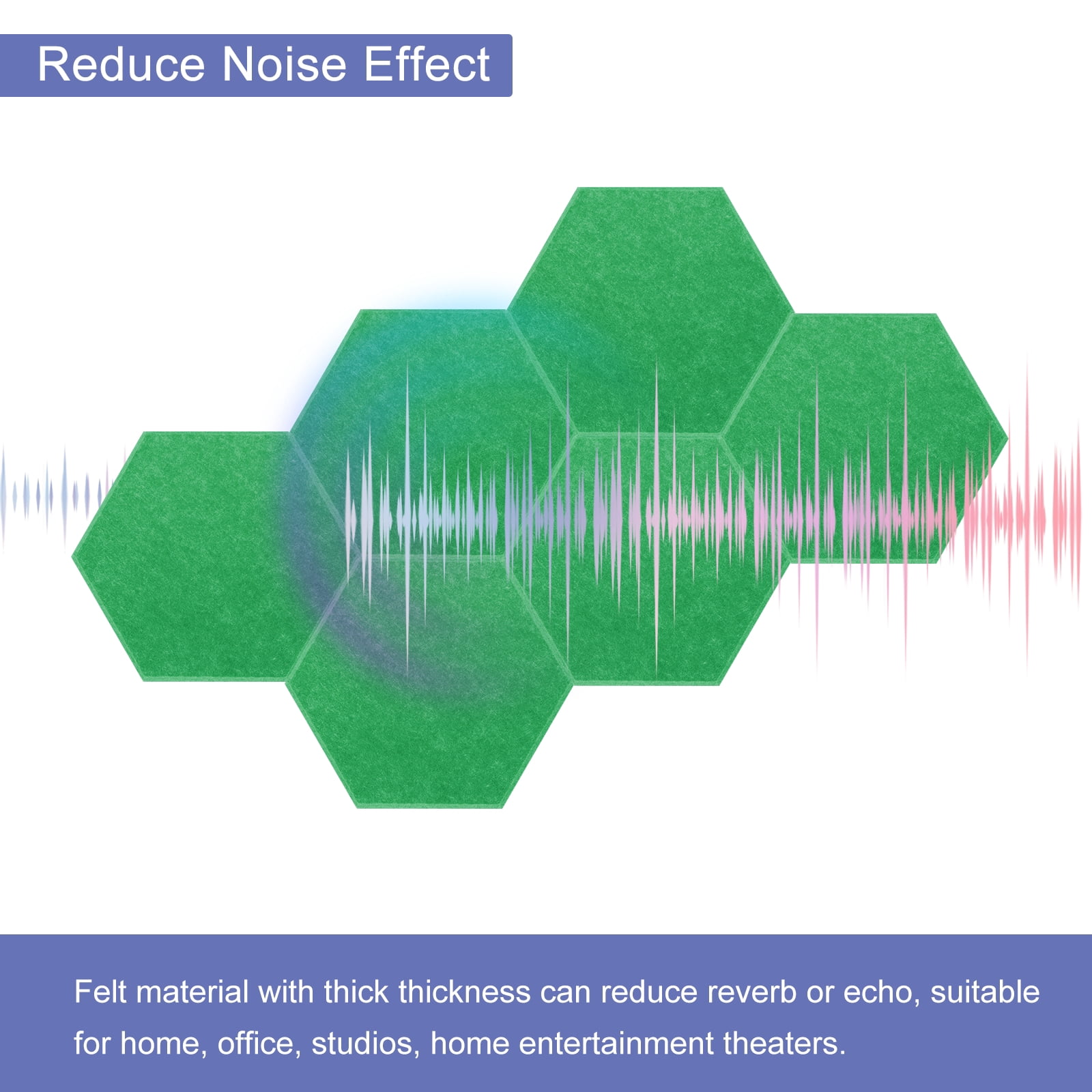 Hexagon Acoustic Panels B1 Fireproof Soundproof Foam Panels with 30 Push Pins(Emerald Green)