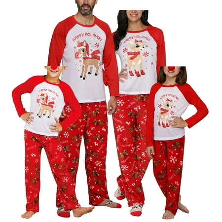 

Canrulo Matching Family Christmas Deer Pajamas Xmas Pjs Women Men Plaid Clothes Holiday Sleepwear
